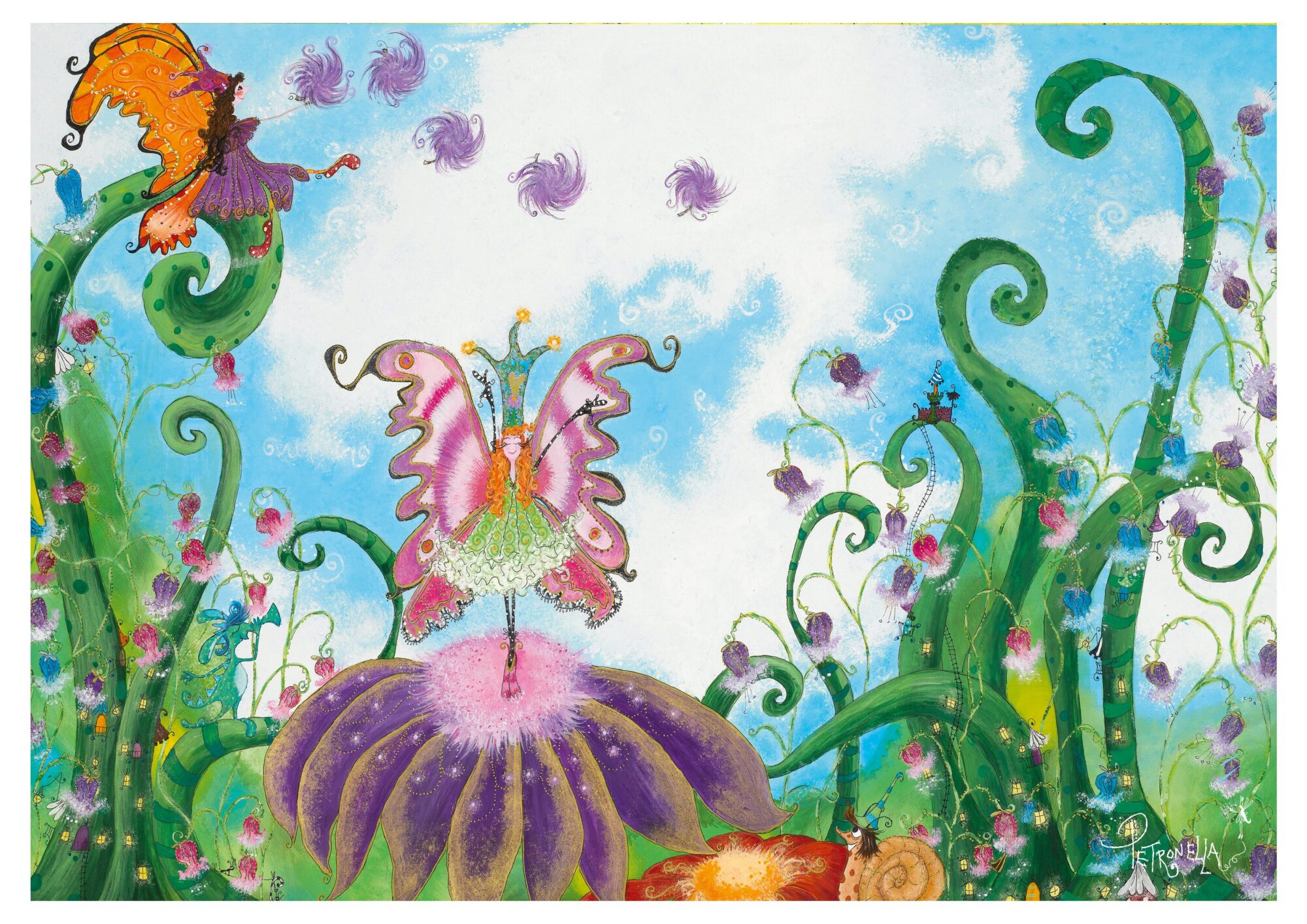 "Koko Kesä Kukkia ja Keijuja" -satutaidekuvajuliste, A4 - Image 2