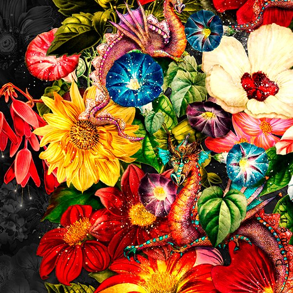 "The Enchanted Dragon Garden",black, raporttikuosi, 170cm-DIGITRIKOO - Image 2