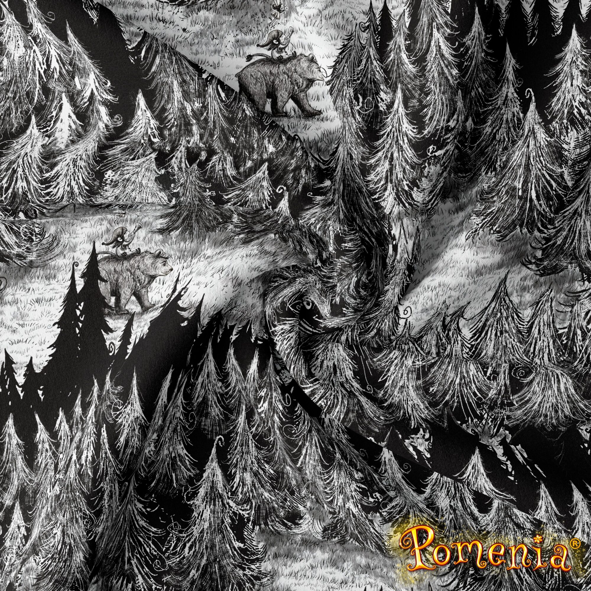 "Metsänpoika Ja Mesikämmen", b&w, 110cm PALA -DIGITRIKOO