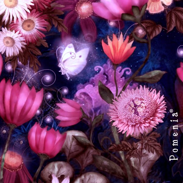 "Fields Of Butterfly Flowers", purplepink TRIKOO, 40cm