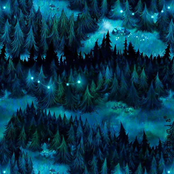 "Kuusien Kuiske", sinivihreä, TRIKOO, 40cm