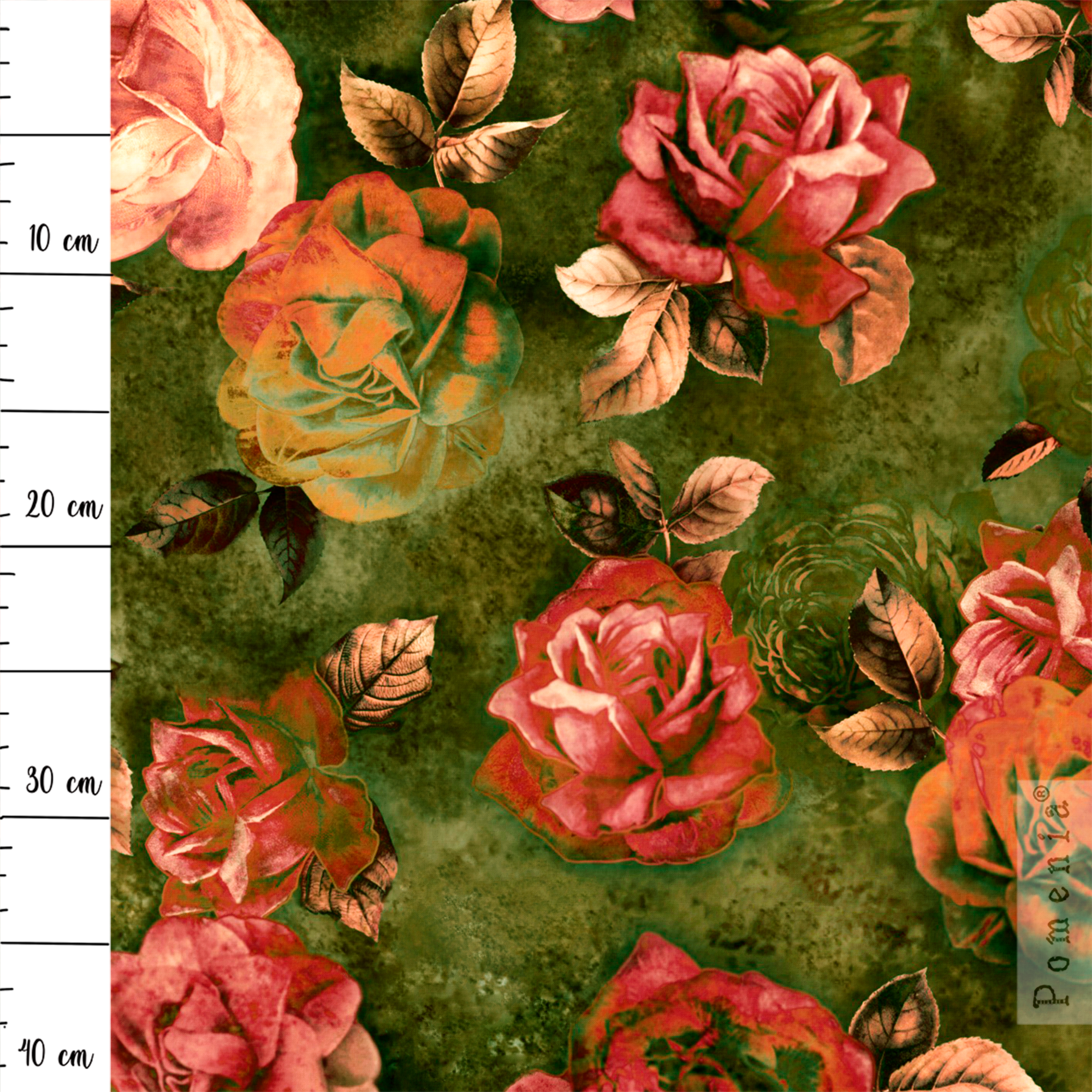 "Roses For Sisters", antique green, TRIKOO, 40cm - Image 2