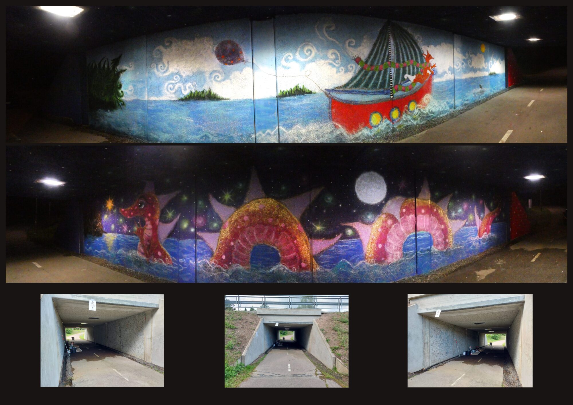 "Taikatunnelit"- täyden kokonaisuuden valtava muralmaalaus, Pomenia kokonaisuus - Image 2